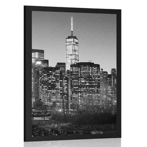 POSTER CENTER OF NEW YORK CITY IN BLACK AND WHITE - BLACK AND WHITE - POSTERS