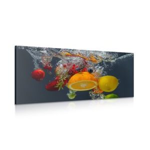 CANVAS PRINT FRUIT FALLING INTO WATER - PICTURES OF FOOD AND DRINKS - PICTURES