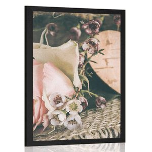 POSTER ROSE AND A HEART IN JUTE - VINTAGE AND RETRO - POSTERS