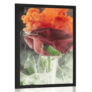 POSTER ROSE WITH ABSTRACT ELEMENTS - FLOWERS - POSTERS