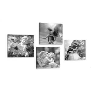 CANVAS PRINT SET HEAVENLY HARMONY IN BLACK AND WHITE - SET OF PICTURES - PICTURES
