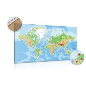 DECORATIVE PINBOARD CLASSIC WORLD MAP - PICTURES ON CORK - PICTURES