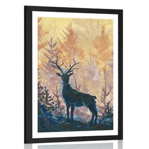POSTER WITH MOUNT ARTISTIC FOREST PAINTING - ANIMALS - POSTERS