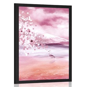POSTER HERON IN PINK DESIGN - ANIMALS - POSTERS