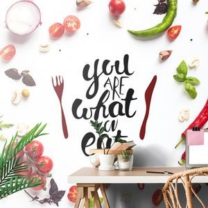 SELF ADHESIVE WALLPAPER WITH THE INSCRIPTION - YOU ARE WHAT YOU EAT - SELF-ADHESIVE WALLPAPERS - WALLPAPERS