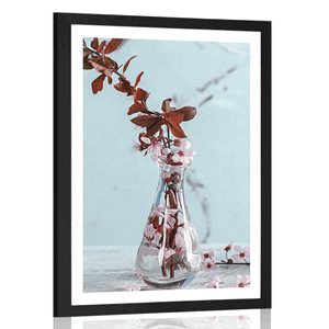 POSTER WITH MOUNT CHERRY TWIG IN A VASE - VASES - POSTERS