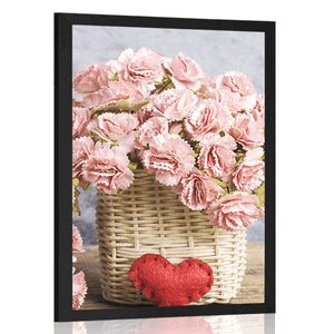 POSTER BOUQUET OF PINK CARNATIONS IN A BASKET - VASES - POSTERS