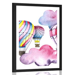 POSTER WITH MOUNT BALLOONS IN THE WIND - MEANS OF TRANSPORT - POSTERS