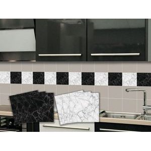 TILE STICKERS WHITE & BLACK MARBLE - TILE STICKERS - STICKERS