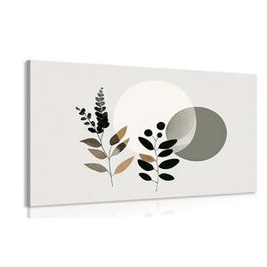 CANVAS PRINT MINIMALIST LEAVES WITH A BOHO BACKGROUND - PICTURES OF TREES AND LEAVES - PICTURES