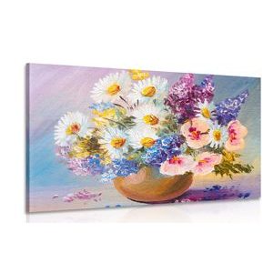 CANVAS PRINT OIL PAINTING OF SUMMER FLOWERS - PICTURES FLOWERS - PICTURES