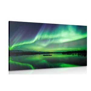 CANVAS PRINT GREEN NORTHERN LIGHTS - PICTURES OF NATURE AND LANDSCAPE - PICTURES