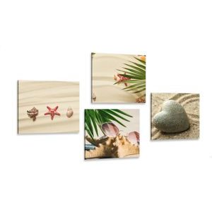 CANVAS PRINT SET STILL LIFE OF A SANDY BEACH - SET OF PICTURES - PICTURES