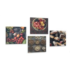 CANVAS PRINT SET SPECIALTIES ON A DARK BACKGROUND - SET OF PICTURES - PICTURES