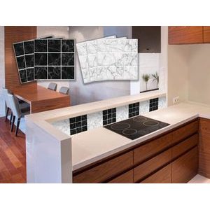 TILE STICKERS MOSAIC OF WHITE & BLACK MARBLE - TILE STICKERS - STICKERS