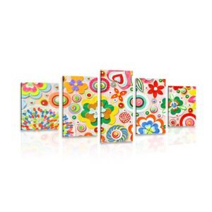 5-PIECE CANVAS PRINT FLORAL ABSTRACTION - CHILDRENS PICTURES - PICTURES