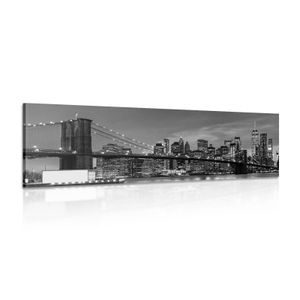 CANVAS PRINT ENCHANTING BROOKLYN BRIDGE IN BLACK AND WHITE - BLACK AND WHITE PICTURES - PICTURES