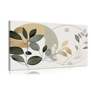 CANVAS PRINT BOHO LEAVES IN CIRCLES - PICTURES OF TREES AND LEAVES - PICTURES