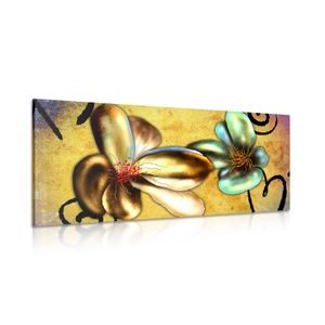 CANVAS PRINT INTERESTING VINTAGE FLOWERS - ABSTRACT PICTURES - PICTURES