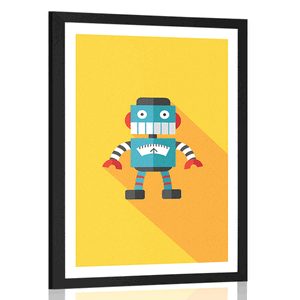 PLAKAT S PASPARTUJEM VESELI ROBOT - ROBOTI - PLAKATI