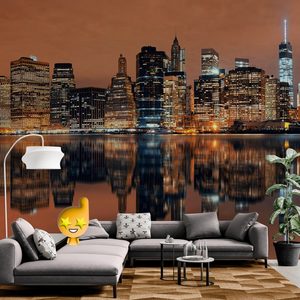 WALL MURAL REFLECTION OF MANHATTAN IN THE WATER - WALLPAPERS CITIES - WALLPAPERS
