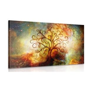 WANDBILD BAUM DES LEBENS MIT ABSTRAKTION DES UNIVERSUMS - BILDER MIT FENG SHUI-MOTIVEN - BILDER