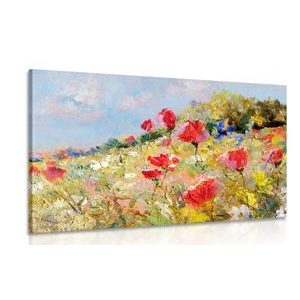 CANVAS PRINT PAINTED POPPIES IN A MEADOW - PICTURES FLOWERS - PICTURES