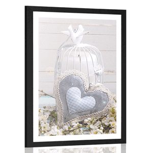 POSTER WITH MOUNT VINTAGE HEART AND LANTERNS - VINTAGE AND RETRO - POSTERS