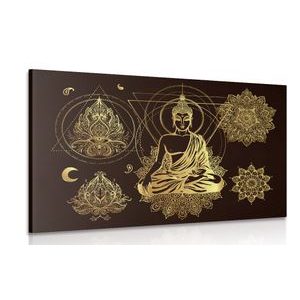 WANDBILD GOLDENER BUDDHA - BILDER MIT FENG SHUI-MOTIVEN - BILDER