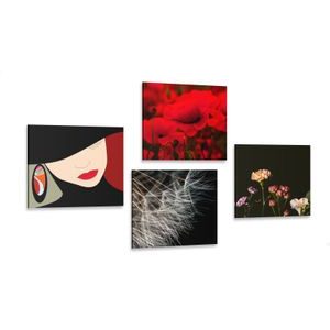 CANVAS PRINT SET ELEGANT WOMAN IN AN INTERESTING STYLE - SET OF PICTURES - PICTURES
