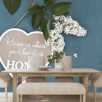 SELF ADHESIVE WALL MURAL HEART WITH A QUOTE - HOME IS WHERE YOUR HEART IS - SELF-ADHESIVE WALLPAPERS - WALLPAPERS