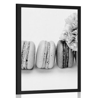 POSTER TASTY MACARONS IN BLACK AND WHITE - BLACK AND WHITE - POSTERS