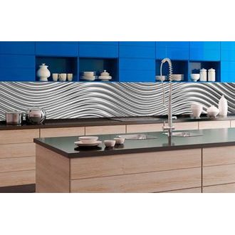 SELF ADHESIVE PHOTO WALLPAPER FOR KITCHEN SILVER WAVES - WALLPAPERS