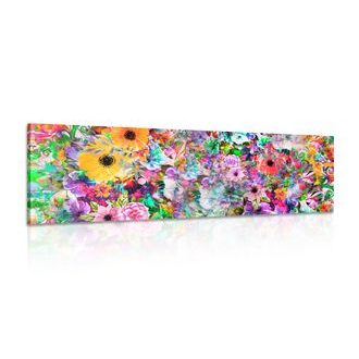 CANVAS PRINT FLOWERS IN A COLORFUL DESIGN - ABSTRACT PICTURES - PICTURES