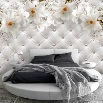 SELF ADHESIVE WALLPAPER WHITE LUXURY LILIES - WALLPAPERS