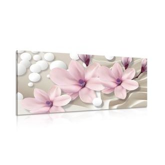 CANVAS PRINT MAGNOLIA ON AN ABSTRACT BACKGROUND - PICTURES FLOWERS - PICTURES