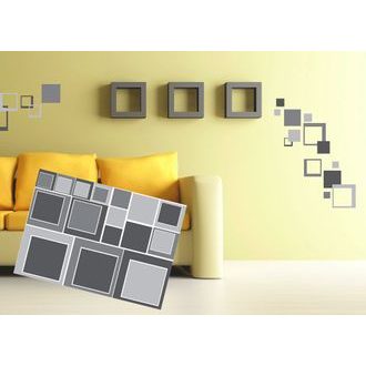 DECORATIVE WALL STICKERS GRAY SQUARES - STICKERS