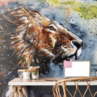 SELF ADHESIVE WALLPAPER KING OF ANIMALS IN WATERCOLOR - SELF-ADHESIVE WALLPAPERS - WALLPAPERS