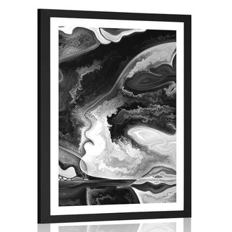 POSTER WITH MOUNT MYSTICAL SILHOUETTE IN BLACK AND WHITE - BLACK AND WHITE - POSTERS