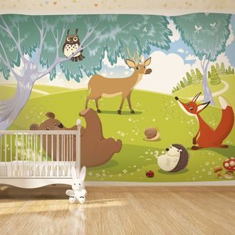 SELF ADHESIVE WALLPAPER FOREST ANIMALS - WALLPAPERS