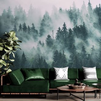 WALL MURAL FOREST IN A FOG - WALLPAPERS NATURE - WALLPAPERS