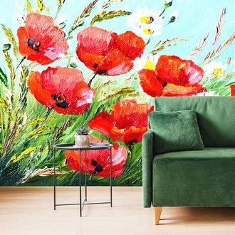 SELF ADHESIVE WALLPAPER RED POPPIES ON THE FIELD - SELF-ADHESIVE WALLPAPERS - WALLPAPERS