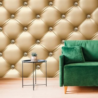 WALLPAPER ELEGANCE OF LEATHER IN GOLDEN COLOR - WALLPAPERS WITH IMITATION OF LEATHER - WALLPAPERS