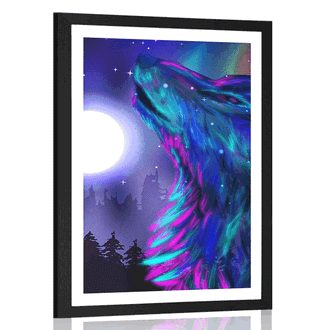 POSTER WITH MOUNT WOLF MOON - ANIMALS - POSTERS