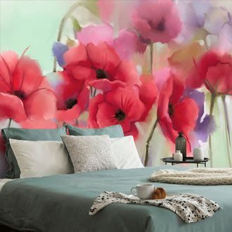 WALLPAPER BEAUTIFUL SKETCHED POPPIES - WALLPAPERS FLOWERS - WALLPAPERS