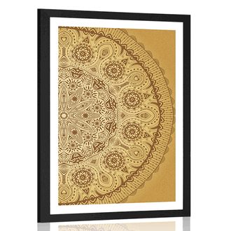 PLAKAT S PASPARTUJEM OKRASNA MANDALA S ČIPKO - FENG SHUI - PLAKATI