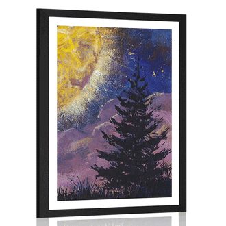 POSTER WITH MOUNT POWER OF THE MOON IN THE NIGHT SKY - UNIVERSE AND STARS - POSTERS