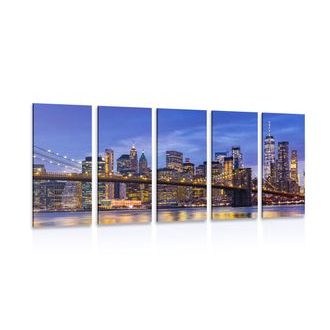 5-PIECE CANVAS PRINT ENCHANTING BROOKLYN BRIDGE - PICTURES OF CITIES - PICTURES