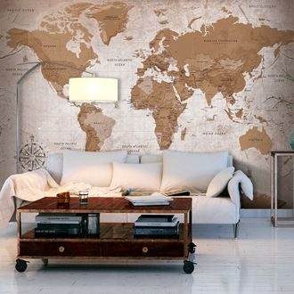 SELF ADHESIVE WALLPAPER MAP IN SHADES OF BROWN - WALLPAPERS