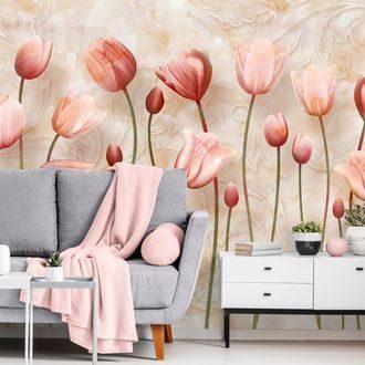 WALLPAPER OLD PINK TULIPS - ABSTRACT WALLPAPERS - WALLPAPERS